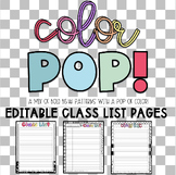 Color POP! *editable* Class List Pages