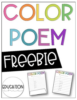Preview of Color Poem: A Primary Poetry Unit FREEBIE