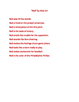 Color Poem Template by DiPasqua Education Teachers Pay Teachers