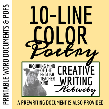 Preview of Color Poem Template for High School Creative Writing (Printable)