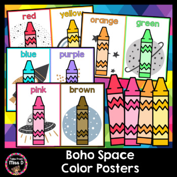 Preview of Color Posters Boho Space | Space Classroom Decor
