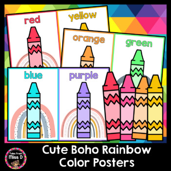 Preview of Color Posters Cute Boho Rainbow