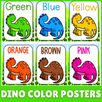 Preview of Color Posters Dinosaur Theme Bright and Colorful Classroom Decor