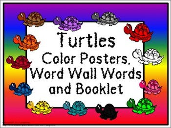 Preview of Color Posters, Word Wall Words, and Booklet - Turtle Theme