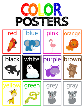 Color Posters Zoo Animals Class Decor Colorful Classroom by Marvis Teaching