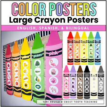 Preview of Color Posters with Real Photos | Large Crayon Posters | English & Spanish