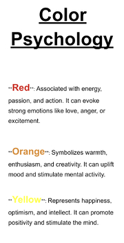 Preview of Color Psychology Reference Sheet