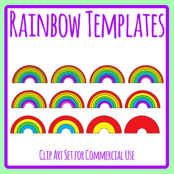 Color Rainbow Templates - Different Numbers of Colors Clip Art | TPT