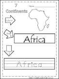 Color-Read-Trace It Continents Worksheets. Geography Curriculum.