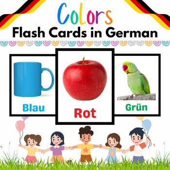 Preview of Color Real Picture Flash Cards in GERMAN for Kids - Farben in 11 Printable Pages