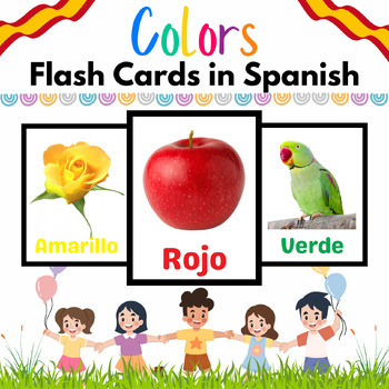 Preview of Color Real Picture Flash Cards in SPANISH for Kids- Colors in 11 Printable Pages