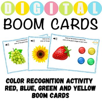 Preview of Color Recognition Activity Red Blue yellow Green Boom Cards