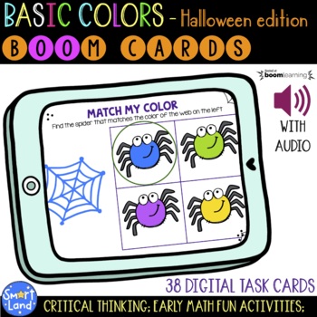 Preview of Color Recognition Digital Cards Halloween Spiders 