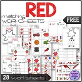 Color Red Activities Worksheets Matching Pictures and Word