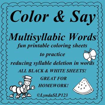 Preview of Color & Say: Multisyllable Words (articulation therapy)