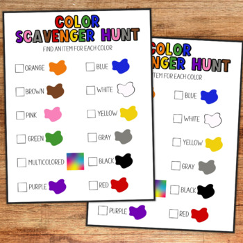 Color Scavenger Hunt, Scavenger Hunt for Kids by McMaglo Creates