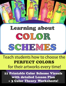 Preview of  Color Schemes Art Lesson 11 Visuals & Art Worksheets Art Elements Middle School