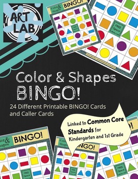Preview of Color & Shapes BINGO!-Printable Boards-Game Instructions, Aligned to Common Core