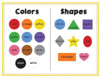 Preview of Color/Shapes/Number/Alphabet Sheet