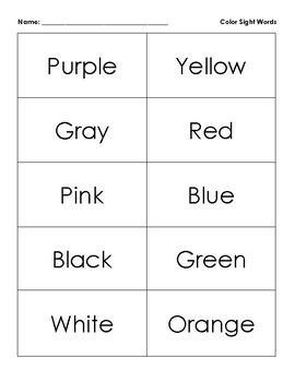 Color Sight Word Recognition by Teachin' on a Shoestring | TpT