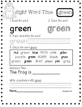 Preview of Color Sight Word Writing