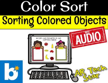 Preview of Color Sort - Sorting Colored Objects Boom Cards w/ AUDIO - Distance Learning