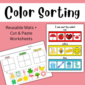 Color Sorting Activity Mats and Worksheets by SPED Materials by Mrs Morris