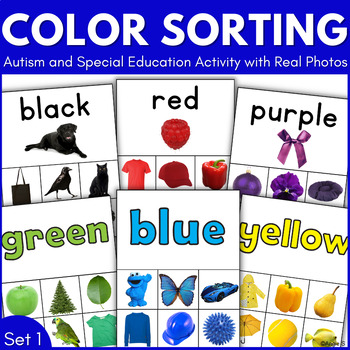 Preview of Color Sorting Activity Real Pictures Learning Colors Autism Special Ed Set 1