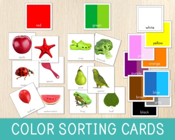 Preview of Color Sorting Cards, Montessori Activity, Colors Matching, Sensorial,Real Photos