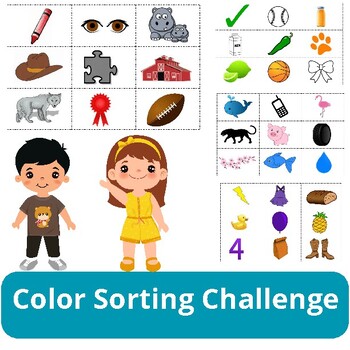 Preview of Color Sorting Challenge: Kindergarten Worksheets for Color Recognition
