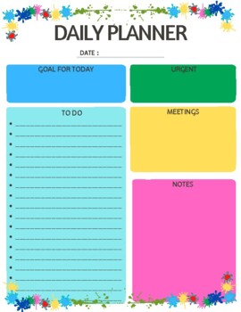 Color Splat theme To Do List Organizational skills and teacher management