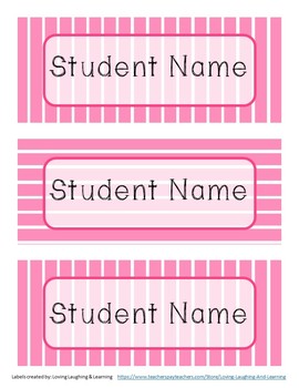 Color Stripe Name Labels - Editable! by Loving Laughing and Learning