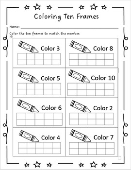 Color Ten Frames by Moms Home Help | TPT