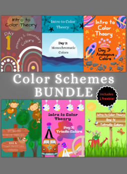 Preview of Color Theory - Color Schemes Activity BUNDLE! - Editable Canva Templates