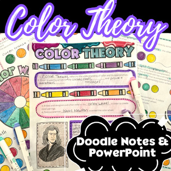 Preview of Color Theory Doodle Notes and Powerpoint Presentation, Middle/High School Art