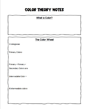 Preview of Color Theory & The Color Wheel Companion Noteguide