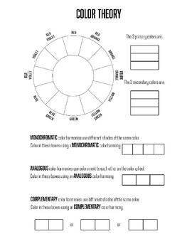 Preview of Color Theory Worksheet