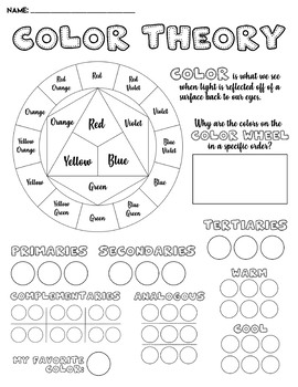 Color Theory Worksheet by White Bison Studios | Teachers Pay Teachers