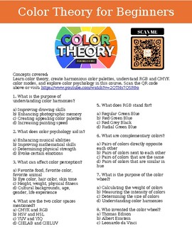 Preview of Color Theory for Beginners Review Exercise for YouTube Video