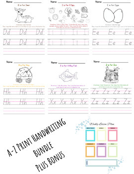 Preview of Color Trace Print: A-Z Handwriting Letter Practice 26+ Worksheet Bundle !