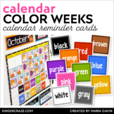 Calendar Reminder Cards for Color Word Study