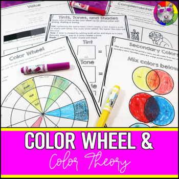 Preview of Color Wheel & Color Theory Art Lessons, Activities, and Worksheets
