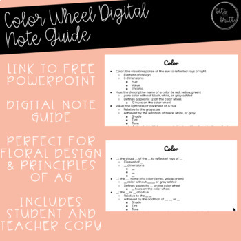 Preview of Color Wheel Notes Guide