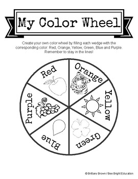 Preview of Color Wheel, ROYGBV, Art, Color Identification, Worksheet, Art Journal Activity