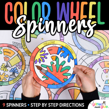 Preview of Color Wheel Spinner Art Lesson & Worksheets for Elementary & Middle School Art