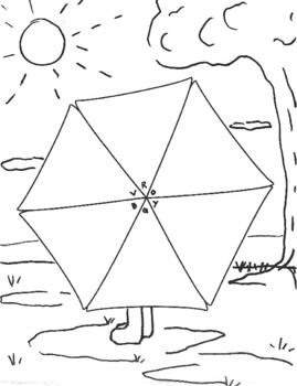 Color Wheel Umbrella Coloring Sheet by Carolyn Wagner | TpT