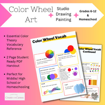 Preview of Color Wheel Art Vocabulary Handout: Color Theory Middle & High School