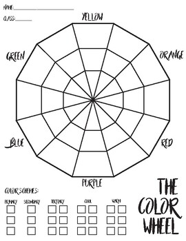 Color Wheel Worksheet by Megan S | TPT