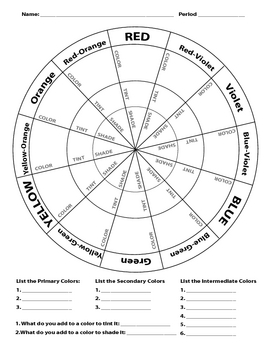 Preview of Color Wheel Worksheet