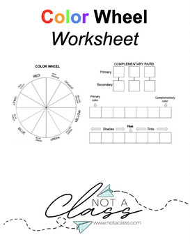 Preview of Color Wheel Worksheet | Primary, Secondary and Complimentary Colors